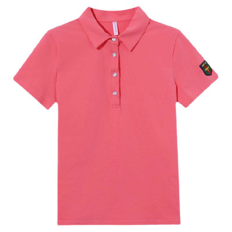 新款红色翻领纯棉短袖t恤女夏带领polo衫休闲上衣工作服定制logo