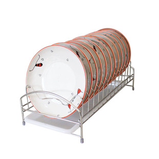 不锈钢碗碟收纳置物架抽屉柜内单层盘子收纳架托盘厨房沥水放碗架