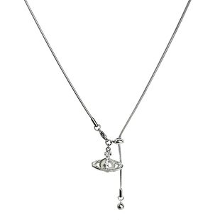 钛钢土星珍珠项链女2025秋冬新款轻奢高级感可抽拉长款毛衣链配饰