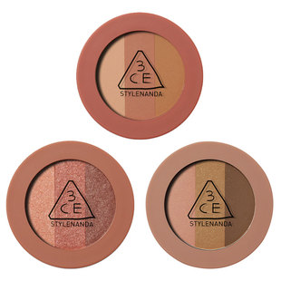 韩国正品3ce眼影盘哑光三色南瓜盘 九色OVERTAKE橘棕盘芋泥花火盘