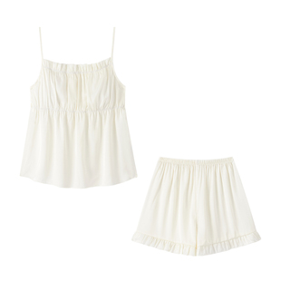 性感女士睡衣女夏季冰丝带胸垫吊带短裤丝绸2026新款秋春家居服夏