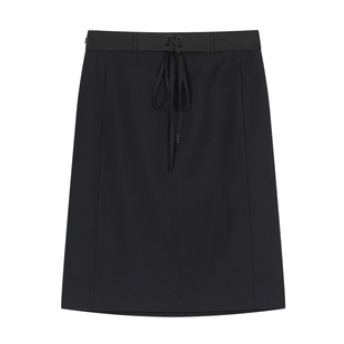 【商场同款】LILY2025新款女装设计感腰头中腰及膝直筒裙半身裙