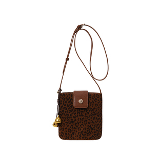 南风Chio2nd 磨砂真皮豹纹水桶包复古通勤百搭单肩包包女斜挎小包