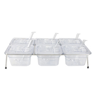 透明咸菜配菜调料台多格小菜凉菜六分格展示盒塑料翻盖保鲜盒商用