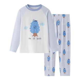 英氏儿童睡衣莫代尔男女孩套装长短袖中大童家居服a类春秋夏新款