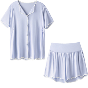 孕妇哺乳睡衣短袖短裤t恤莫代尔孕妇睡衣睡裤月子服夏季薄款套装