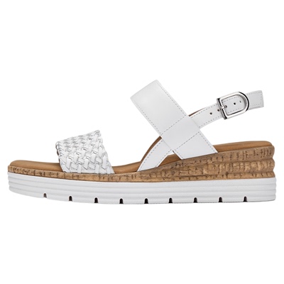 扣袢编织坡跟时装凉鞋