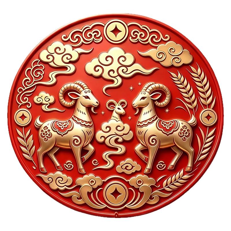 满铺祥云金羊墙贴铜钱麦穗背胶自粘贴画羊年迎春丰收聚财遮瑕贴纸