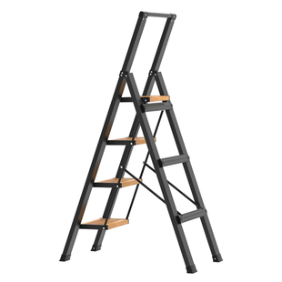 巴芬家用梯子折叠室内多功能加厚铝合金伸缩小楼梯木纹三步人字梯