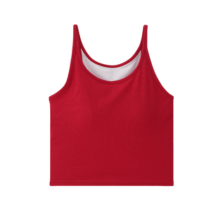 美背运动女2026新款带胸垫文胸一体大红色本命年内衣吊带背心抹胸