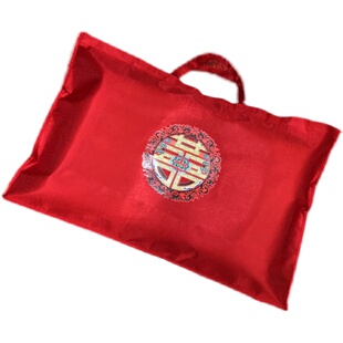 大红色结婚枕头包装袋牛津布婚庆陪嫁枕芯收纳袋手提礼品被子袋子