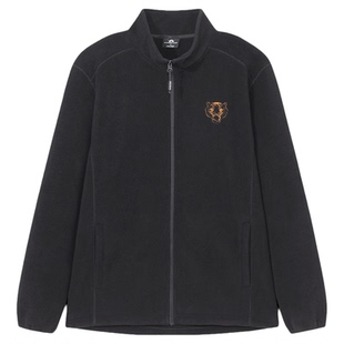 拓路者刺绣立领抓绒衣男款2025年秋冬加厚保摇粒绒暖外套休闲上衣