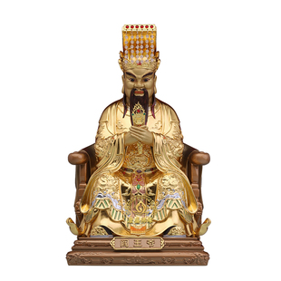 阎罗王像纯铜贴金阎魔王家用寺庙供奉阎罗天子佛像阎王爷神像摆件
