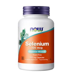 NOW美国进口硒片补硒200mcg代蛋氨酸富硒元素麦芽硒非酵母硒维e片