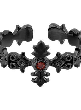 Wind 暗黑冷淡风十字架戒指女ins风简约小众设计高级感开口戒指环