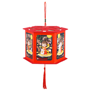 新年手工diy灯笼投影走马灯儿童宫灯制作材料创意梯子手提花灯