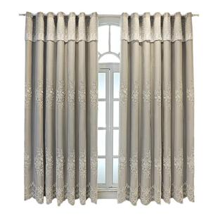 定制简约布纱一体蕾丝绣花双层窗帘布料卧室客厅飘窗全遮光成品