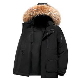 花花公子中老年羽绒服男士加厚中长款中年父亲爸爸装老人冬装外套