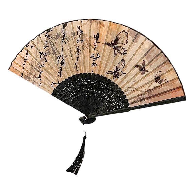 新中式扇子古风折扇水墨画中国风汉服马面裙夏天随身便携国风竹扇