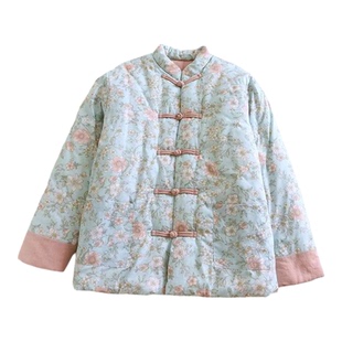 抗寒零下10冬季女士手工棉花衣花棉袄保暖棉服新中式睡衣纯棉夹棉