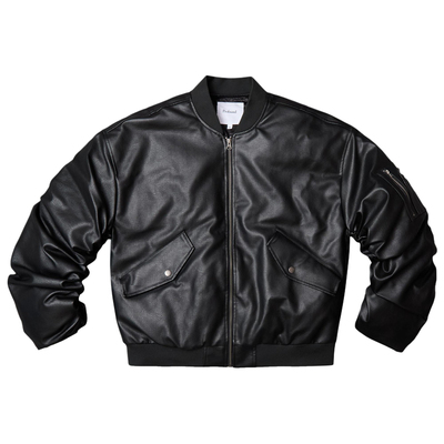 Profound Foundation支线 90白鸭绒 弯刀廓形爆裂纹MA1皮衣羽绒服