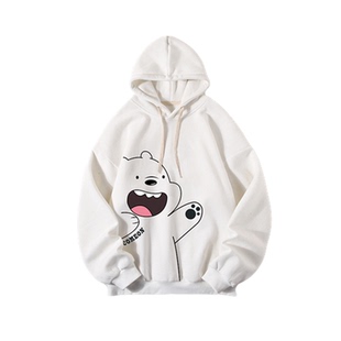 咱们裸熊宽松微胖没有兜无口袋连帽卫衣男女套头大码不显肚子帽衫