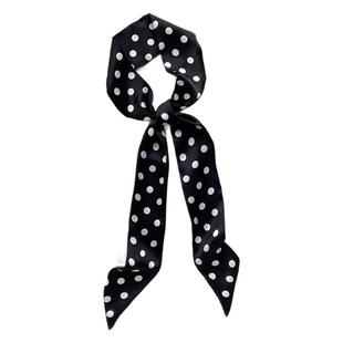 法式复古波点发带绑发小丝巾女春秋季配衬衫长条领巾百搭绑包丝带