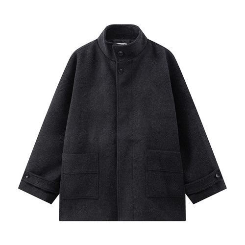 COLN羊毛混纺立领大衣清隽也优雅 知进退的剪裁有着懂藏锋的灰