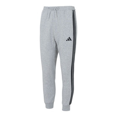 阿迪达斯灰色加绒长裤男裤秋季新款运动裤保暖休闲束脚裤子JE6318