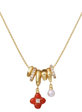 新年鸿运四叶草红色毛衣链