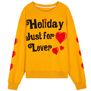 落落狷介卫衣女秋冬橙黄色加绒保暖套头外套2025年新款小个子宽松