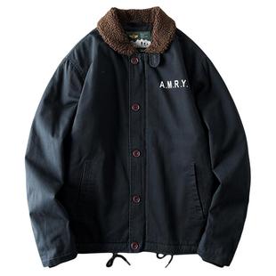 美式复古n1甲板服男冬季羊羔绒棉袄外套外贸男装棉衣工装夹克棉服