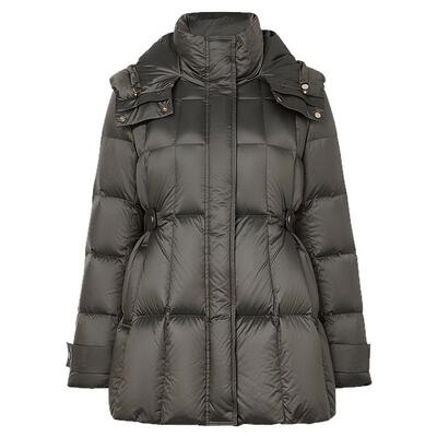 NAERSI娜尔思白鸭绒羽绒外套泡芙连帽通勤百搭一手长25年冬季新款