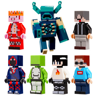 我的世界烦人的村民HIM史蒂夫全套人仔动物武器男孩拼装积木玩具