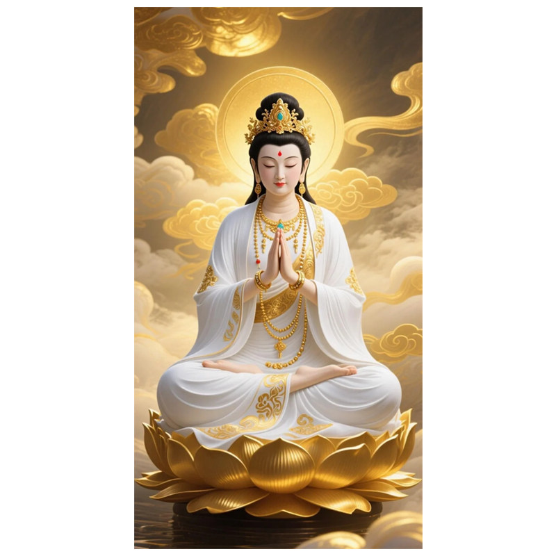 坐莲观音十字绣2026新款佛像人物手工刺绣客厅装饰挂画观音菩萨