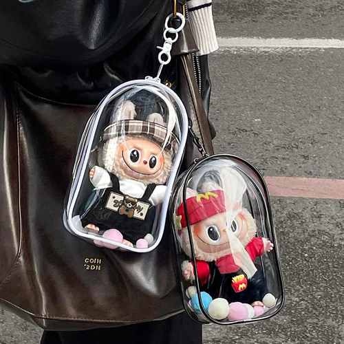 加厚版Labubu搪胶保护套高清拉布布可口可乐马卡龙春天野遛娃包