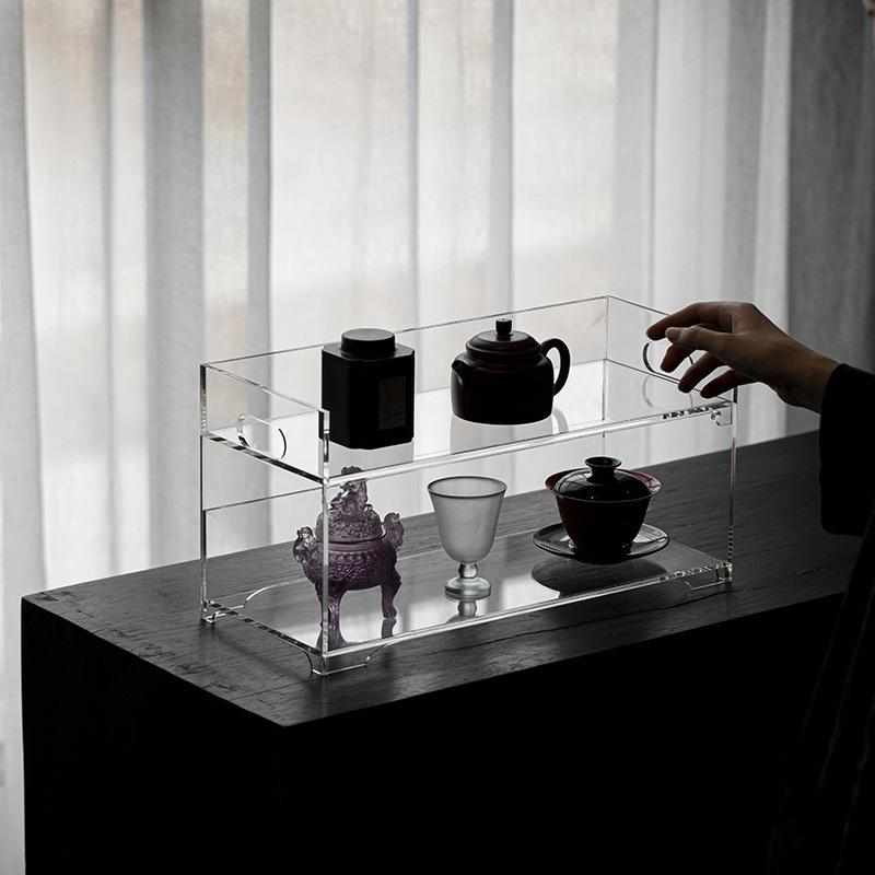 草木祠 亚克力茶棚茶具茶壶收纳置物架客厅桌面家居摆件展示架