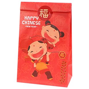 新年礼品袋春节过牛年礼物纸制袋牛皮纸袋高档零食小包装袋送贴纸