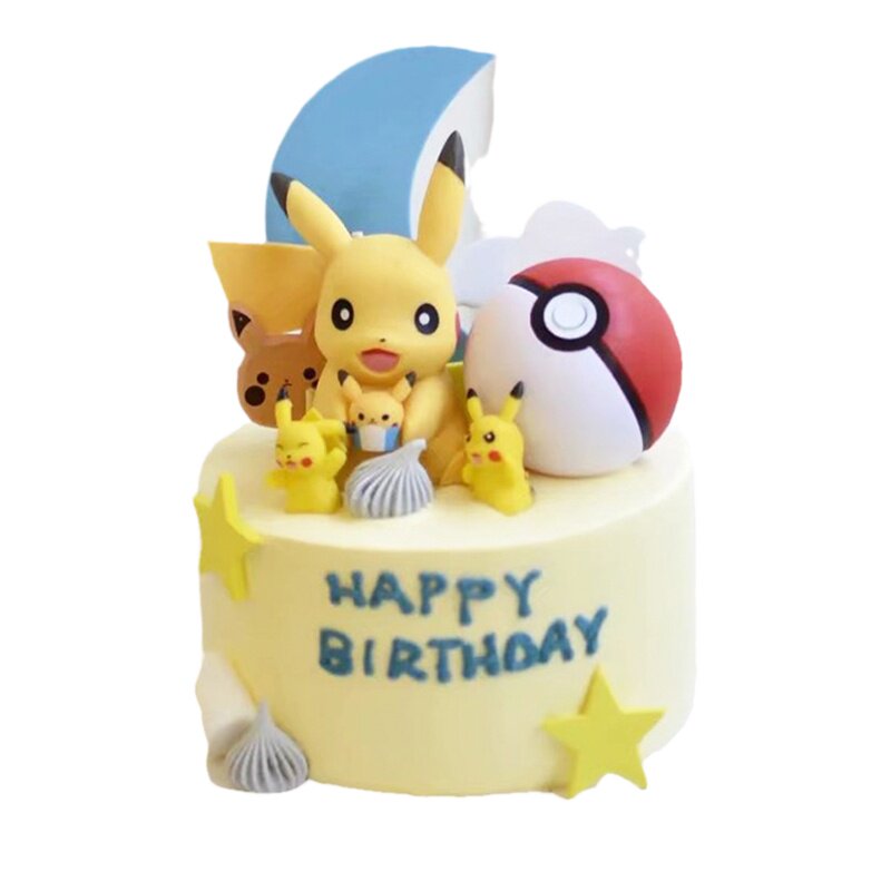 儿童生日蛋糕装饰宠物小精灵神奇宝贝皮卡丘主题精灵球摆件公仔男