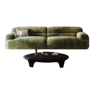 法式复古小户型雪尼尔布艺绿色沙发简约现代直排山谷沙发客厅家用