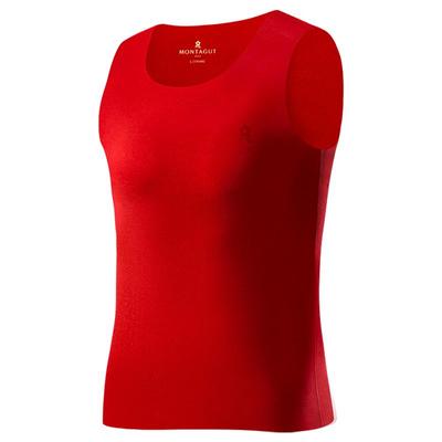 梦特娇羊绒蚕丝德绒红色保暖背心