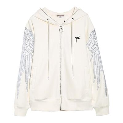 设计师原创舞蹈翅膀刺绣连帽卫衣