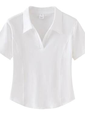 纯欲风女款白色polo领夏季半袖