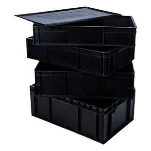 防静电周转箱黑色塑料筐长方形带盖加厚收纳物流箱电子元件零件盒