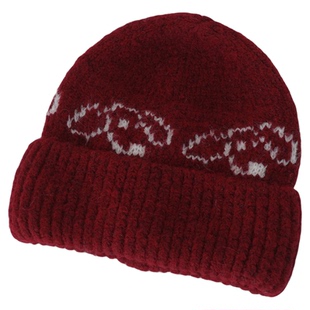 大头围友好~迷糊小狗狗图案厚厚含羊毛翻边显脸小保暖套头帽 包邮