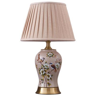 美式陶瓷台灯高级复古全铜新中式欧式卧室床头灯温馨婚房房间装饰