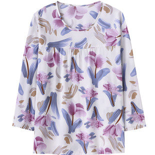 高端棉绸女装睡衣夏季女款2026新款可外穿绵绸凉感长袖单件上衣