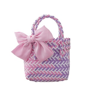蝴蝶结可爱彩色编织手提篮伴手礼小菜篮子收纳篮礼品套沙滩包礼物
