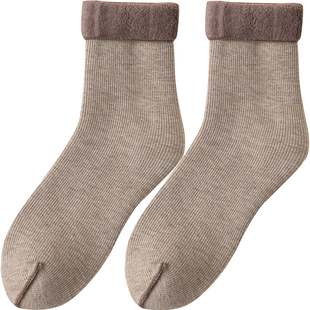 超厚保暖袜子女冬季中筒袜加绒男士东北零下30度防寒地板暖毛绒袜