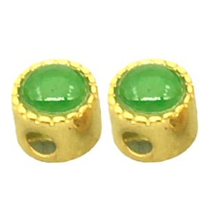 金佛爷18K金小灯泡隔珠手工古法老金翡翠镶嵌DIY手链手串饰品配件